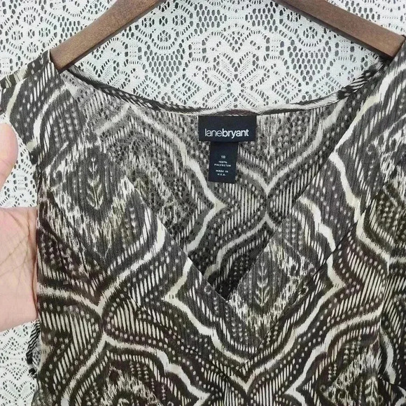 Lane Bryant geometric print ruffle tank top women's chiffon 18 - Picture 4 of 7